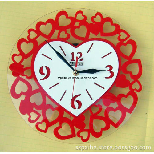 Red Engraved Acrylic Creative Wall Clcok